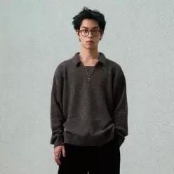 데시레드 청키 레이어드 카라 니트-FFSK5212D08 7000045549