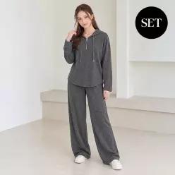 [SET]후드 니트 와이드 팬츠 세트_O2610SE118C