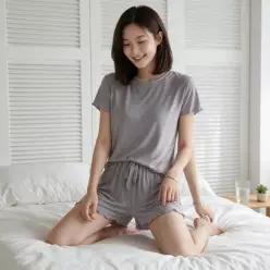 [라일리여성언더웨어] Rly 파자마 상하복 세트 골지 반팔 홈웨어 여름 잠옷