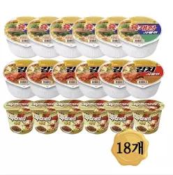 농심 육개장사발면, 6개 + 김치사발면, 6개 + 짜파게티범벅, 6개 (총18개)