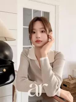 (레이어드한듯/출근룩하객룩) 카라 배색 긴팔니트 데일리룩 오피스룩 nt5606