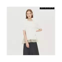 시슬리 핫플SALE 텐셀 배색 반팔 니트 SAKP51141_WH 617696