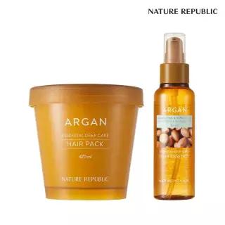 [네이처리퍼블릭] 아르간 에센셜 딥케어 영양 헤어팩 470ml + 헤어 에센스 80ml