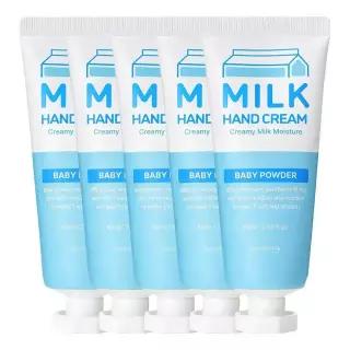 [15%즉할] 코스메이트 밀크 우유 핸드크림 60ml 5개 (5세트 구매시 1세트더 증정) 베이비파우더향 핸드로션