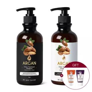 1.+1 [손상모케어&모발강화] 메이아일랜드 아르간 클리닉 샴푸&린스 세트 750ml (총2개) + 미니폼클 30ml 2개 증.정