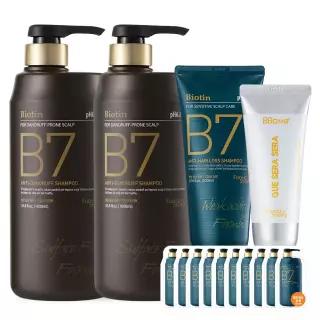 [브랜드세일+핸드크림60ml] B7 약산성 비듬 탈모 샴푸 1000ml+1000ml+200ml+10매 비오틴 두피 비듬 케어