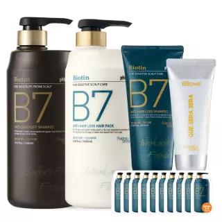 [브랜드세일+핸드크림60ml] B7 약산성 비듬 탈모 샴푸+탈모 헤어팩 1000ml+1000ml+200ml+10매