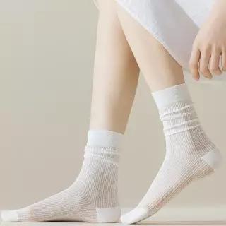 여성 시스루 망사 골지 양말 5켤레
