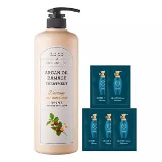 [행사가+15%쿠폰] 댕기머리 허벌 아르간 오일 데미지 트리트먼트 1000ml+샴푸 5매 단백질 손상모발 케어