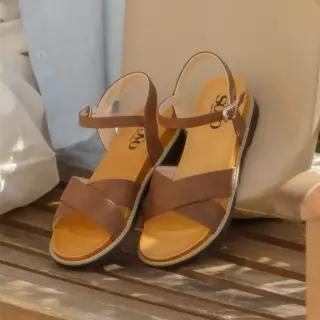 SOVO 르멜로 스트랩 웨지 플랫 비치 샌들 4cm