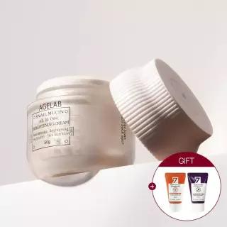 에이지랩 스네일 뮤신 저자극 영양크림 50g 탄력/미백/기미 (총1개) + 미니폼클 30ml 2개 증.정