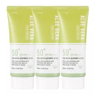 리얼 네이처 알로에 썬크림 60ml 3개 SPF50+ PA++++ 3중기능성 대용량 알로에베라 선크림