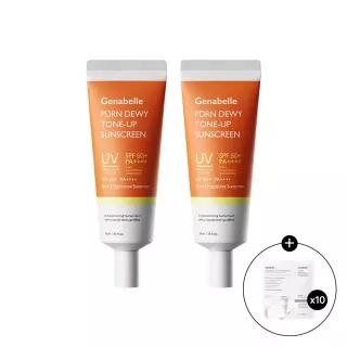 PDRN 듀이 톤업 선스크린 40ml 2개 + 레이저 수딩 선스크린 1mlX10매