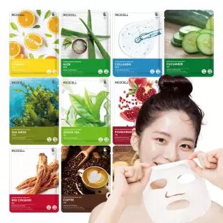 리코셀 데일리 마스크팩 10종x10장 100매 (진정·투명 케어) / (탄력·영양 케어) 택1