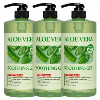 퓨어 알로에 수딩젤 1000ml 3개 대용량 알로에베라 99% 수분크림 진정 보습 쿨링 유해성분 무첨가 끈적임 제로