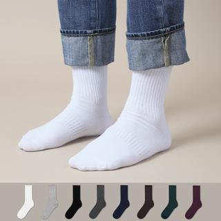 아처스 남자 중목 장목 양말 5켤레 무지 검정 흰 면 패션 정장 신사 긴