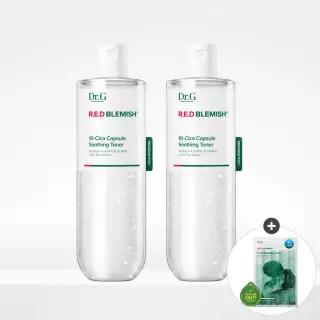 닥터지 레드 블레미쉬 10-시카 캡슐 수딩 토너 300mL 2개 + (증정) 쿨 수딩 마스크 1P+ 그린 딥 포어 클렌징 밤 3ml