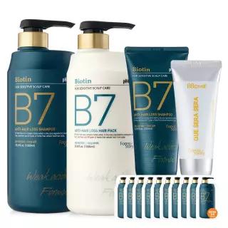 [브랜드세일+핸드크림60ml] B7 약산성 탈모 샴푸+탈모 헤어팩 1000ml+1000ml+200ml+10매