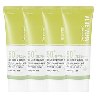 리얼 네이처 알로에베라 선크림 60ml 4개 SPF50+ PA++++
