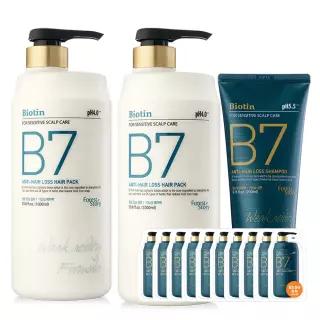 [브랜드세일+핸드크림60ml] B7 약산성 탈모 헤어팩 1000ml+1000ml+샴푸 200ml+10매 비오틴 두피 단백질 케어