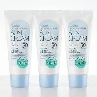 바세린 내추럴 UV 쉴드 선크림 60ml 3개 / SPF50+ PA++++ 자외선차단 미백 주름개선