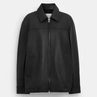 코치 여성 Oversized Leather Jacket CQ829 BLK