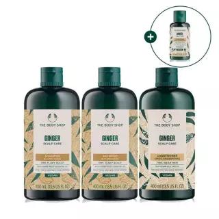 [더바디샵][증정]진저 스캘프 케어 대용량 샴푸&컨디셔너 400ML 세트 (샴푸2개+컨디셔너1개) (888161)