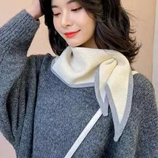 여성 롱스카프 뾰족 배색 니트 가방끈 포인트 목도리 가을-WFRAVZJ