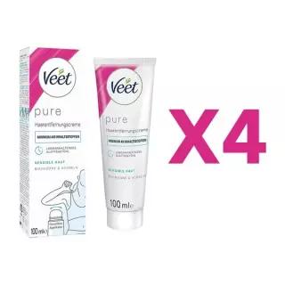 Veet 비트 비키니 겨드랑이 듀어 제모 크림 센서티브스킨 100ml 4개 476515
