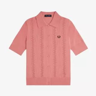 프레드페리 브랜드관 Womens 포인텔 디테일 니트 셔츠 - 퍼티 핑크 AFPF2519133-X90
