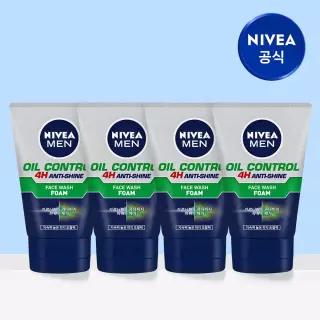 니베아 맨 오일 컨트롤 페이스 워시 클렌징폼 100g, 4개 1030185