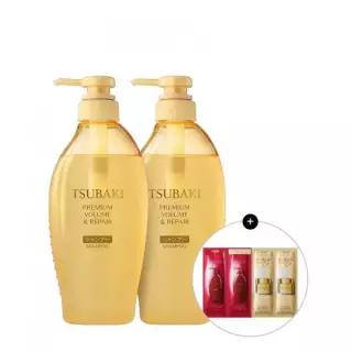 매장정품 TSUBAKI 프리미엄 볼륨 앤 리페어 샴푸 450ml 2개 ( + 증정 츠바키 2종 샤쉐 1매 마스크 12g 2매)