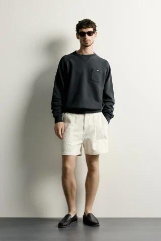 ZARA 포켓 크루넥 스웨트셔츠 - 콜 그레이 3443/404/807