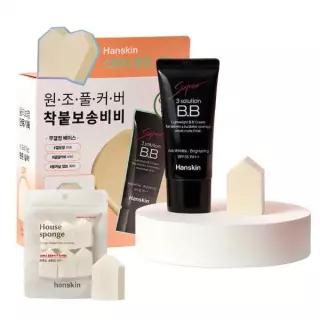 산뜻뽀송매끈 한스킨 수퍼 쓰리 솔루션 비비 크림 30g 기획 +쫀쫀스펀지 6P 1465080