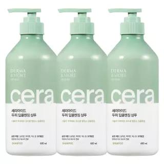 더마앤모어 세라마이드 두피 딥클렌징 샴푸 600ml 3개