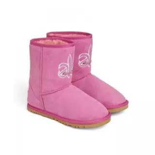 DEINET PATCH COLOR FAUX SUEDE BOOTS IN PINK