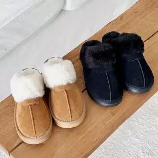겨울 데일리 퍼 심플 슬리퍼 여성 겨울 퍼 심플