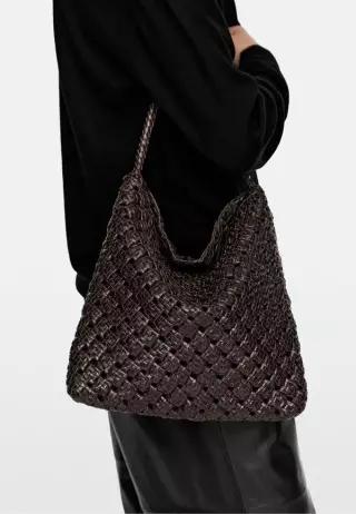 Massimo Dutti 마시모두띠 미디엄 BRAIDED NAPPA 가죽 백 - 핸드백 다크 브라운 여성용 브랜드 선물 추천 6