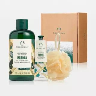 더바디샵 모링가 바디 핸드케어 3종 세트(샤워젤250ml+핸드크림30ml+샤워볼)