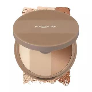 MQNY (MACQUEEN NEWYORK) 페이크 업 3가지 색상 쉐이딩 - #베이지 브라운 (웜 톤), 얼굴 조각용 3-in-1 컨