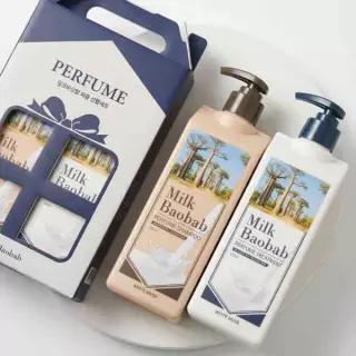 [기획세트] 밀크바오밥 퍼퓸 헤어 화이트머스크 선물세트 (샴푸500ml+트리트먼트500ml)