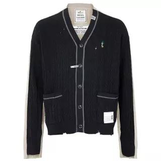 미하라야스히로 26SS 블랙 프론트 백 컴바인드 니트 카디건 A16CD521 BLACK