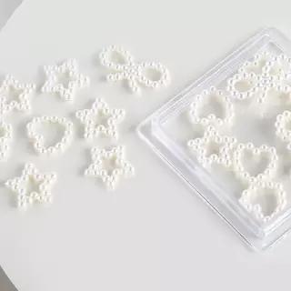 바르나 반진주 혼합 네일파츠세트 A타입 화이트 펄스톤 하트 물방울 리본 별 네일파츠 1세트 1024329