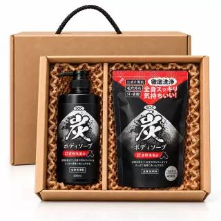 선물세트 SOC 일본 참숯 바디워시 클렌저 본품 500ml 리필 400ml