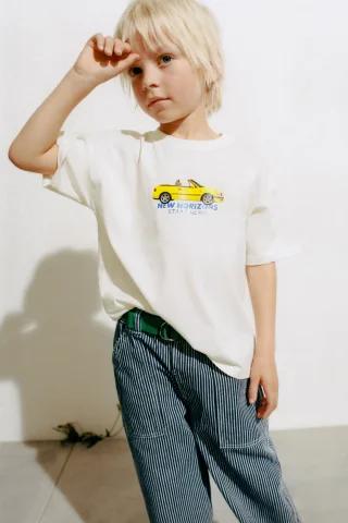 ZARA 카 프린트 티셔츠 - 화이트 0722/993/250 427944