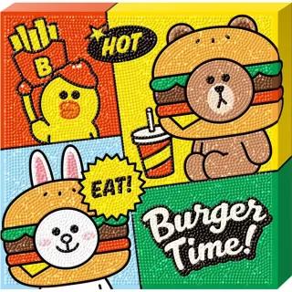 라인프렌즈 버거 타임 캔버스 보석십자수 25x25 브라운 초코 캐릭터 만화 형