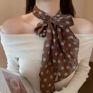 세련된스타일 패션아이템 여성 무늬 쉬폰 미니 스카프 봄스카프 부드러운스카프