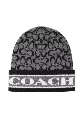 코치 시그니처 로고 비니 블랙