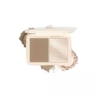 투인원 컨투어 하이라이터 팔레트 - 매트 쉬머 페이스 메이크업 듀오, 고발색 및 혼합 가능한 뺨 팔레트,