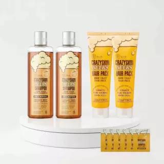 CRAZYSKIN 맥주효모 샴푸 2개+헤어팩 2개 / 샘플 6매 증정